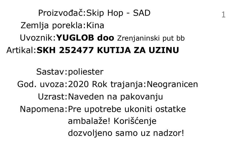 Skip Hop zoo kutija za užinu - bubamara 252477 deklaracija
